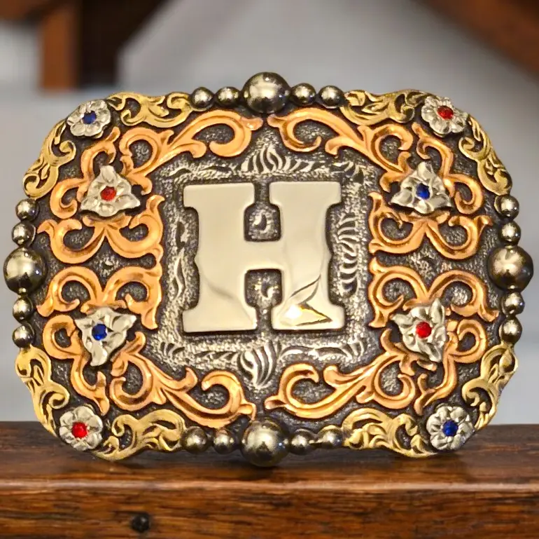 Handcrafted Western Style Buckle With Initial Letter H