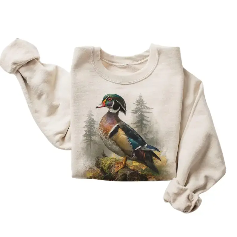 Retro 90's Drake Wood Duck Vintage Birdwatching Unisex Sweatshirt #DICH