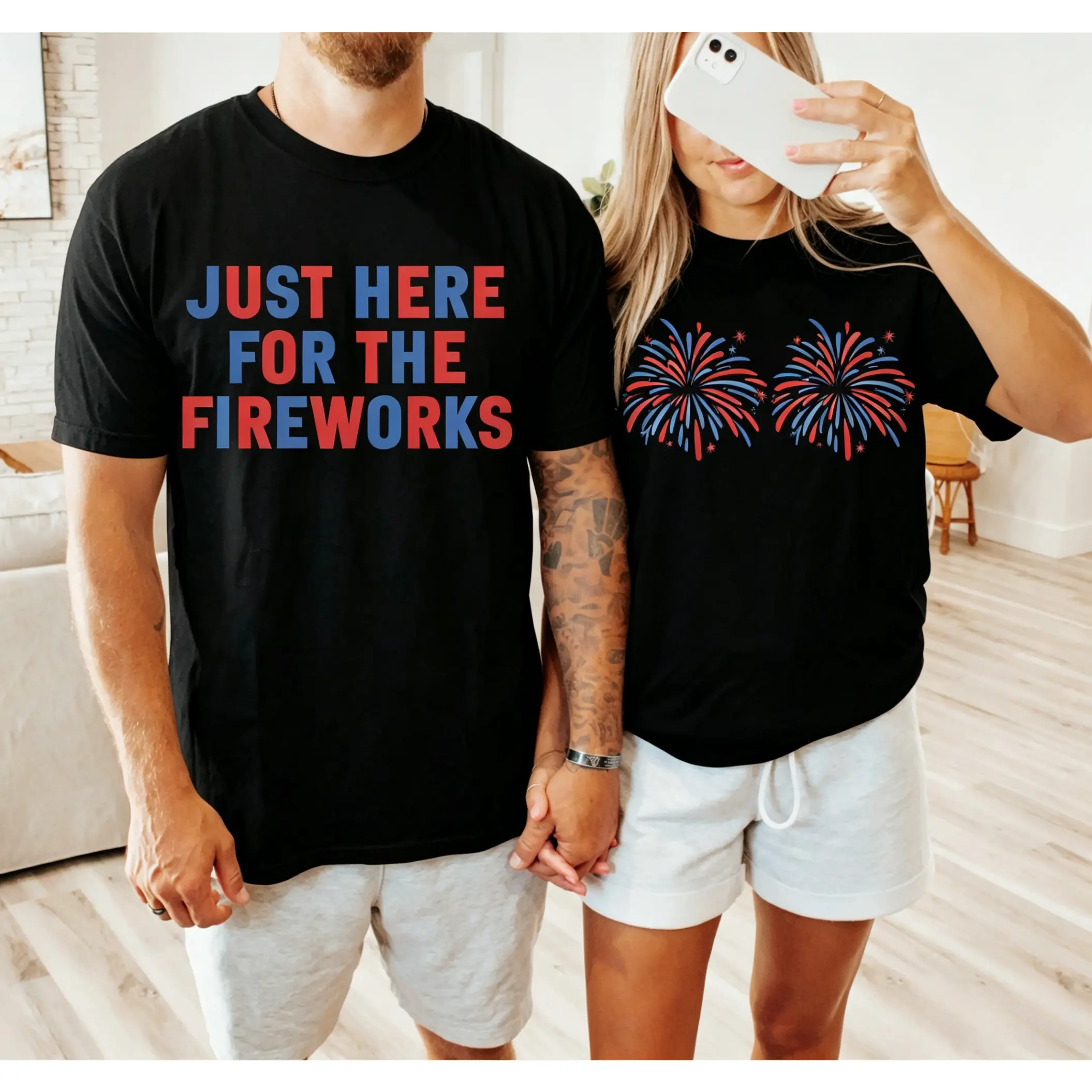 Matching BF and GF Funny Sports Tops - Adult Humor 4th of July Outfit Clothes, Independence Day Fireworks Tees, Fourth of July Stuff