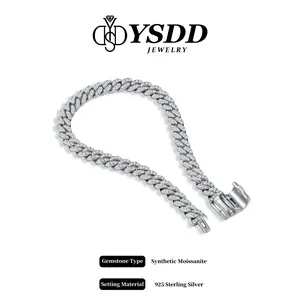 【#355】5mm Synthetic Moissanite Cuban Link Cuban Bracelet and Necklace  Jewelry in 925 Sterling Silver