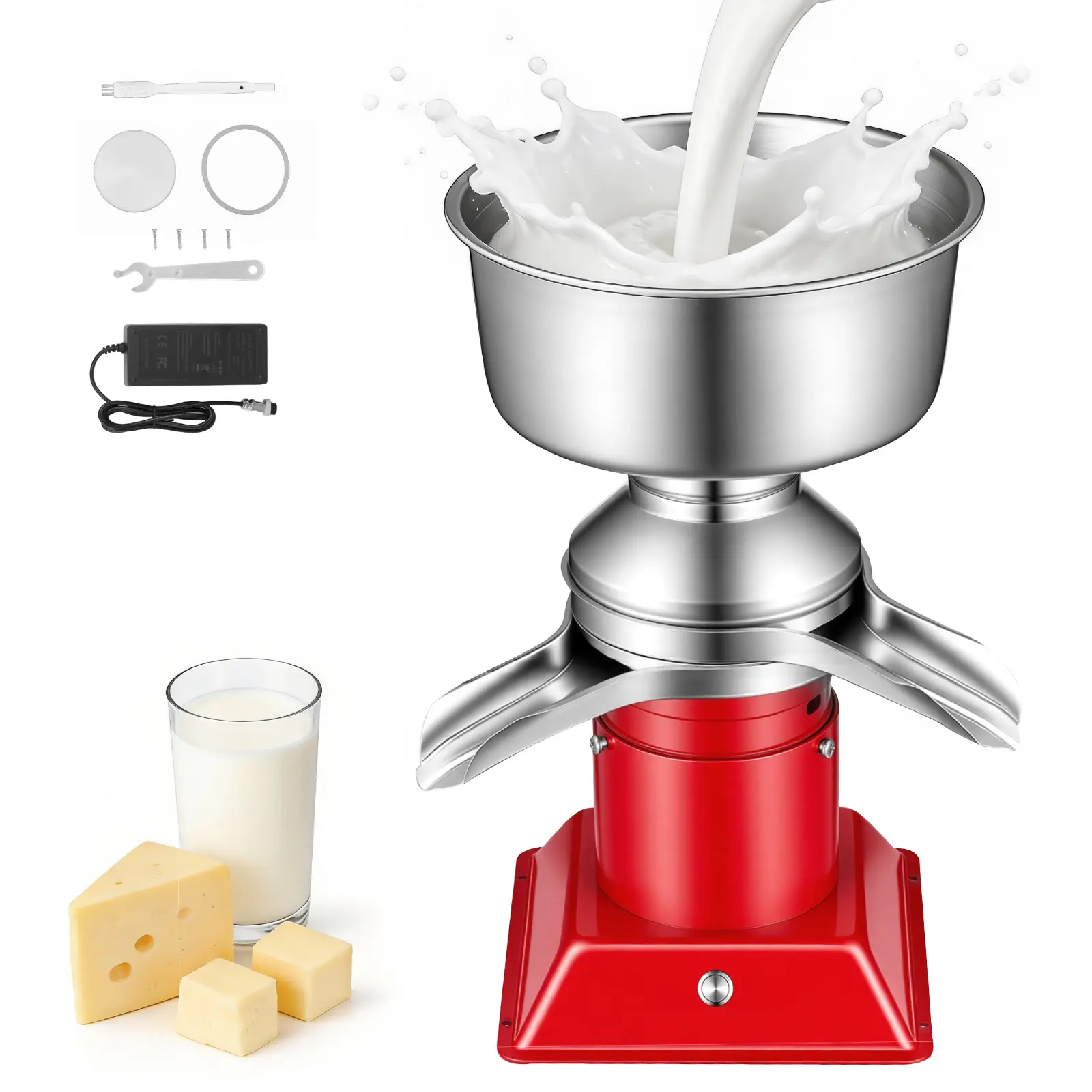 【Summerfinds】VEVOR Electric Milk Cream Separator, 60L/H Output 10500RPM Milk Cream Centrifugal Separator, 304 Stainless Steel Goat Cow Milk Skimmer Separating Machine with 4.5L Bowl Capacity (40W, 100-240V)