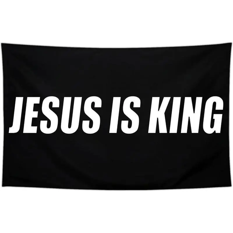 Velvet Jesus is King Flag - Outdoor Faith Over Fear Banner, Patriotic Home & Festive Party Decoration Peach Tapestry Backdrop