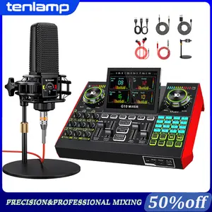 Tenlamp Plug-and-Play Podcast Studio Kit, equipped with sound conversion devices, audio mixers, and condenser microphones, is a portable real-time sound card kit suitable for smartphones, computers, live performances, and content creation