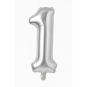 Silver Foil Number 1 Balloon - Air Filled