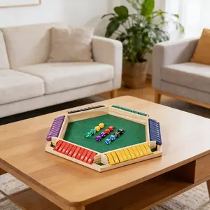 Classic wooden board game suitable for family fun parties, Christmas/New Year gift options, and tabletop games that enhance family bonding and communication, suitable for 1-6 people, includes wooden box dice game with upgraded desktop chessboard game feat