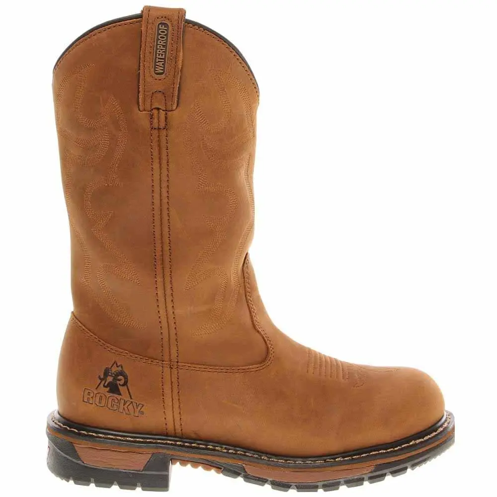 Rocky Mens Original Ride Branson 11 Inch Waterproof Steel Toe  Work/Duty - Brown
