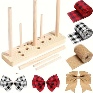 Wooden Bow Making Tool, DIY Butterfly Knot Craft Kit, Wooden Props for Crafting Decorative Bows, Ideal for Handmade Projects, Solid Wooden Slats