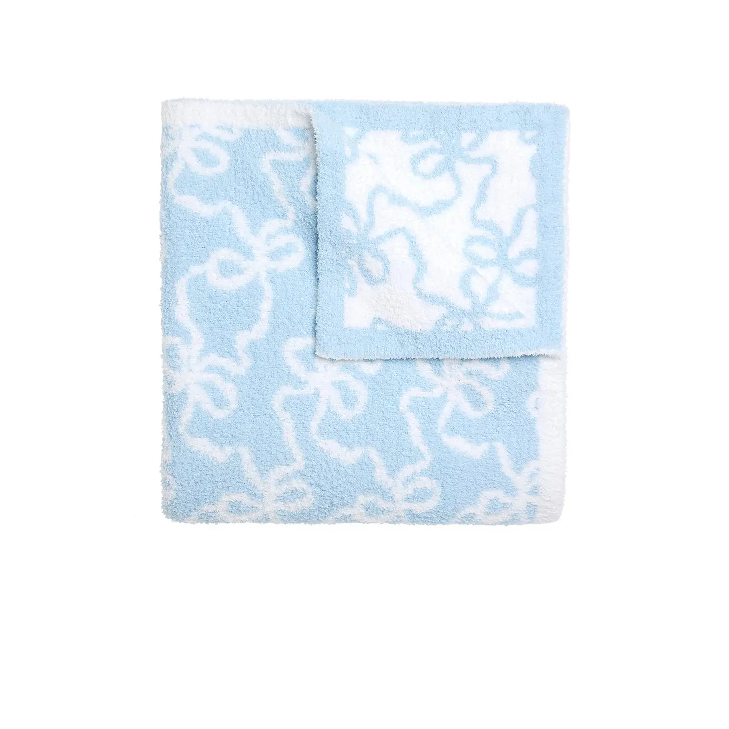 LoveShackFancy Teddy Bow Blanket in Blue Moon