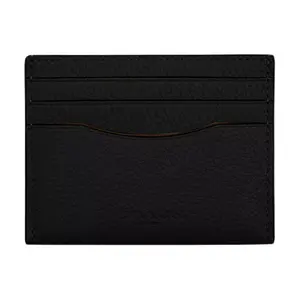 COACH Slim Wallet 12 for Men and Women – Logo-Embossed Pebbled Leather Cardholder in Black