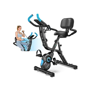 Foldable Exercise Bike, Multifunctional Indoor Stationary Bikes for Home with 8-Level Magnetic Resistance, Quiet Workout Bike