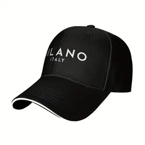 2025 New Outdoor Sports Milano Italy Logo Baseball Caps, Polyester, Woven Punk Style, Adjustable Sandwich Caps for Men and Women, Hip Hop Fashion Sports Workouts Hat
