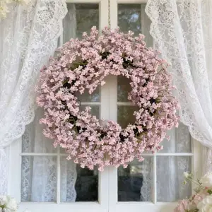 2pc Starry Sky simulation flower wreath candlestick for outdoor door hanging decoration, flower wreath for window display