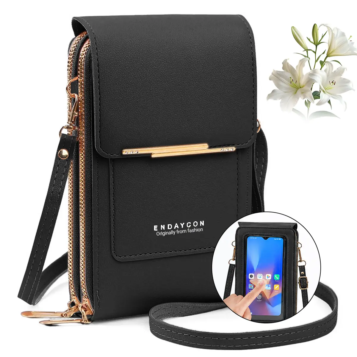 Women's lightweight small crossbody bag with RFID protection, waterproof phone wallet, cute shoulder bag, small-sized leather square bag for travel, equipped with credit card slots.