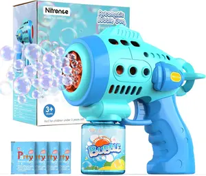 Bubble Gun with 4pcs Bubble Liquid, Automatic Bubble Machine for Toddlers, Kids, Adults; Summer Toy, Outdoor Toy, Easter Basket Stuffers, Birthday Gift for Girls and Boys, Party Favors