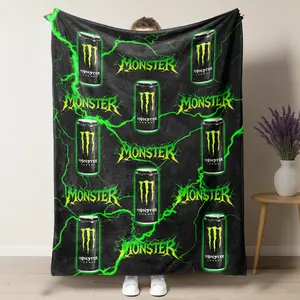 Monster Energy Classic Black Can Pattern Blanket,Hardcore Claw Mark M Pattern PURE ENERGY Blanket,Soft Warm Napping Blanket for Home Office Travel Camping