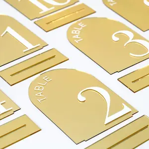 Acrylic Arch Number Wedding Table Numbers Sign with Base, Elegant Acrylic Table Markers for Weddings Parties Anniversaries, Acrylic Plaque Sign