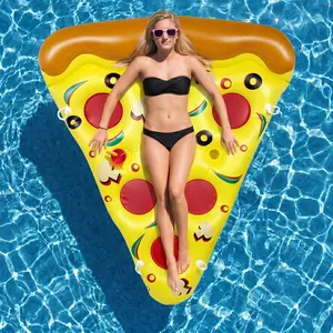 Giant Inflatable Pizza Float for Adults, Outdoor Pizza Slice Pool Float with Built-in Cup Holder and Connectors, Deluxe Summer Water Lounger Color Entertainment Floating Bed Pool Ride Swimming Fun Decoration for Beach Parties, Events