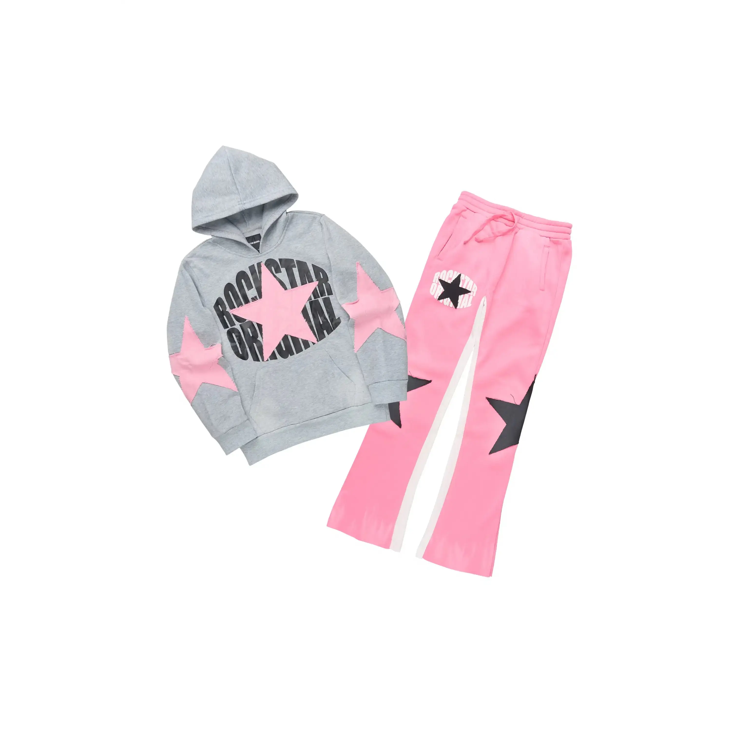 Girls Khaly Grey/Pink Stacked Track Set