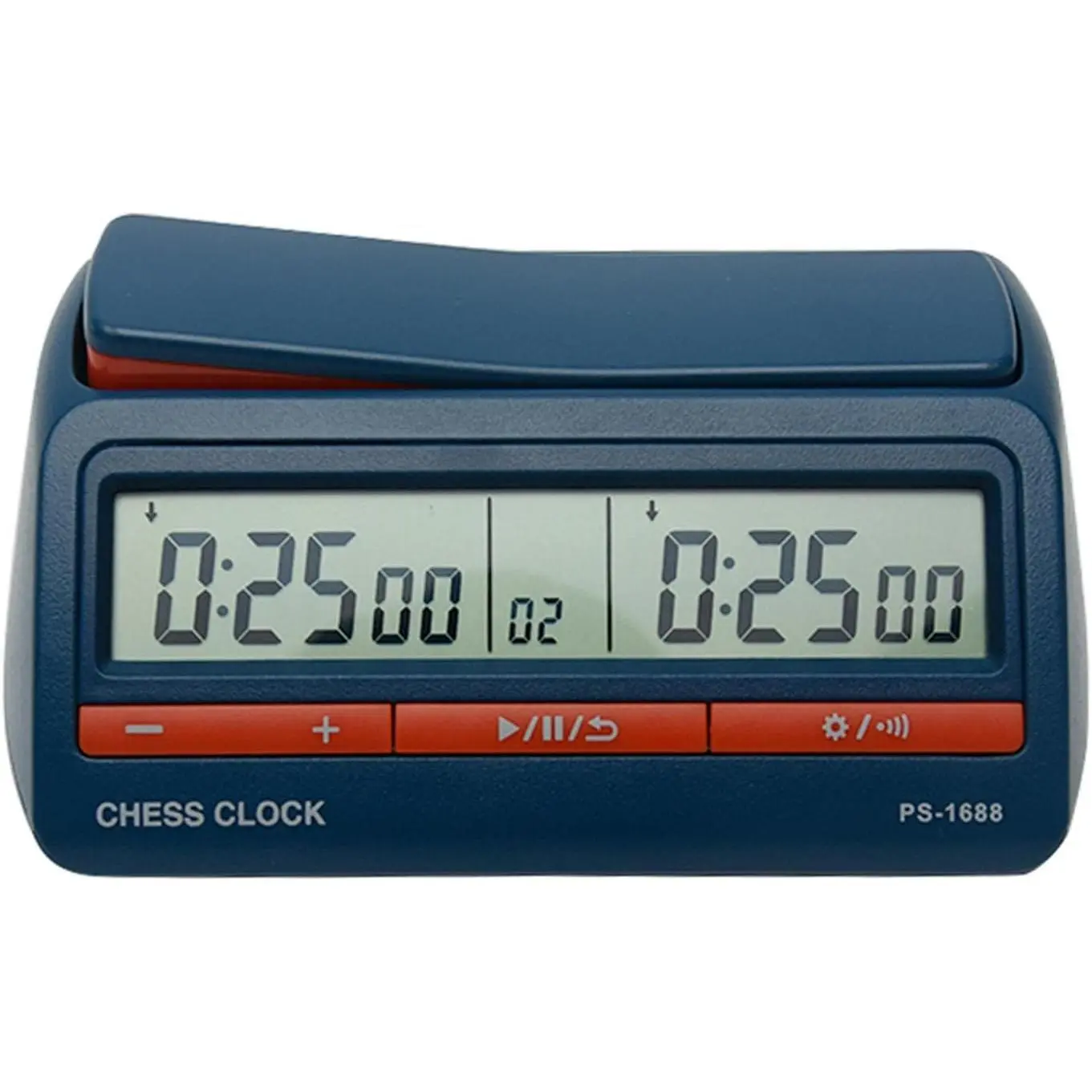 Blue Acrylic Body Battery-Powered Adjustable Chess Timer - Tournament Gaming Clock with Digital Timer Display, Push Button, Delay Alarm, Countdown, Count Up Functions, Home Decor Accessory