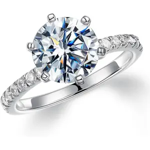 1pc 3.5CT Moissanite D-VVS S925 Silver Brilliant Engagement Ring Women Jewelry Gift queen ring,European Luxury Stone Rings Set Sterling