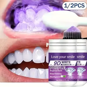 1/ 2pcs 9D White Purple Teeth Powder - Deep Cleaning & Polishing with Baking Soda, Refreshing Breath, Portable Travel-Friendly Formula, Brightens Smile in 7 Days, for Men & Women
