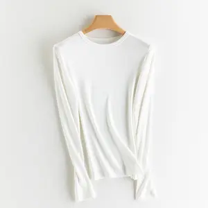 Women's Pearl Cashmere Blend Sweater | Real Cashmere Soft Thermal Knit Pullover | Fitted Round Neck Base Layer for Fall & Winter