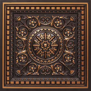 From Plain To Beautiful In Hours Da Vinci 2 ft. x 2 ft. PVC Coffered Lay-in Faux Tin Ceiling Tile - #215 - (Pack of 10) / 40 sqft