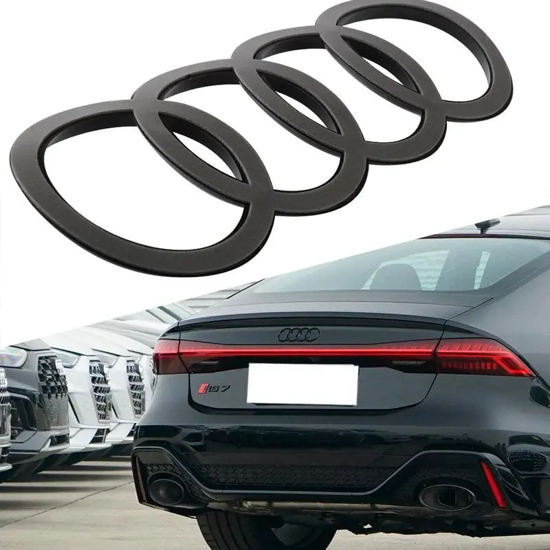 4 Ring ABS Gloss Black Car Hood Front Bonnet Grill Emblem Logo Rear Trunk Badge Sticker For Audi A3 A4 A5 A6 A7 Q2 Q3 Q5 Q8 TT