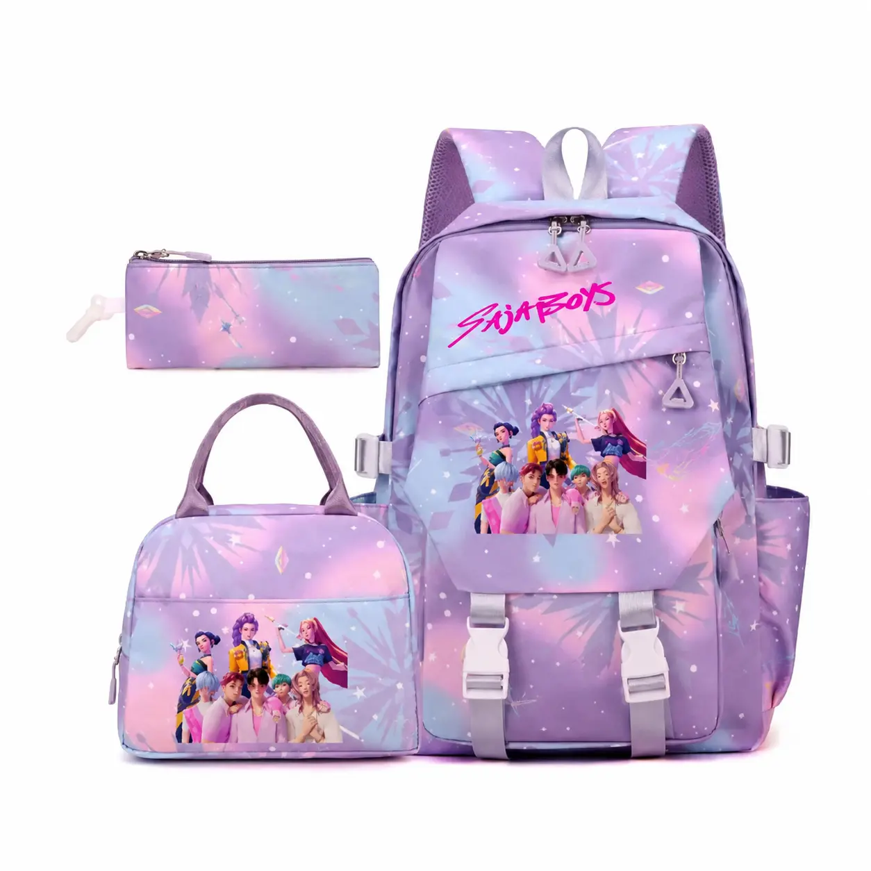 New 3PC Backpack solid color women's backpack star print zipper closure Trendy backpack fashionable and versatile casual trend suitable for students going to school, campus, going out to work, traveling women's backpack