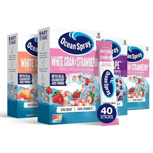 Ocean Spray Variety Pack Zero Sugar Powder Drink Mix Packets with Real Cranberry Juice Powder, 100% Vitamin C, No Synthetic Dyes, Juicy Mixes (40ct)