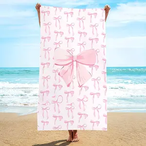 Ultra-Fine Fiber Beach Towel, Single Pack, Bow Pattern, Quick-Drying, Strong Wrap Design, Ideal for Beach & Pool Use