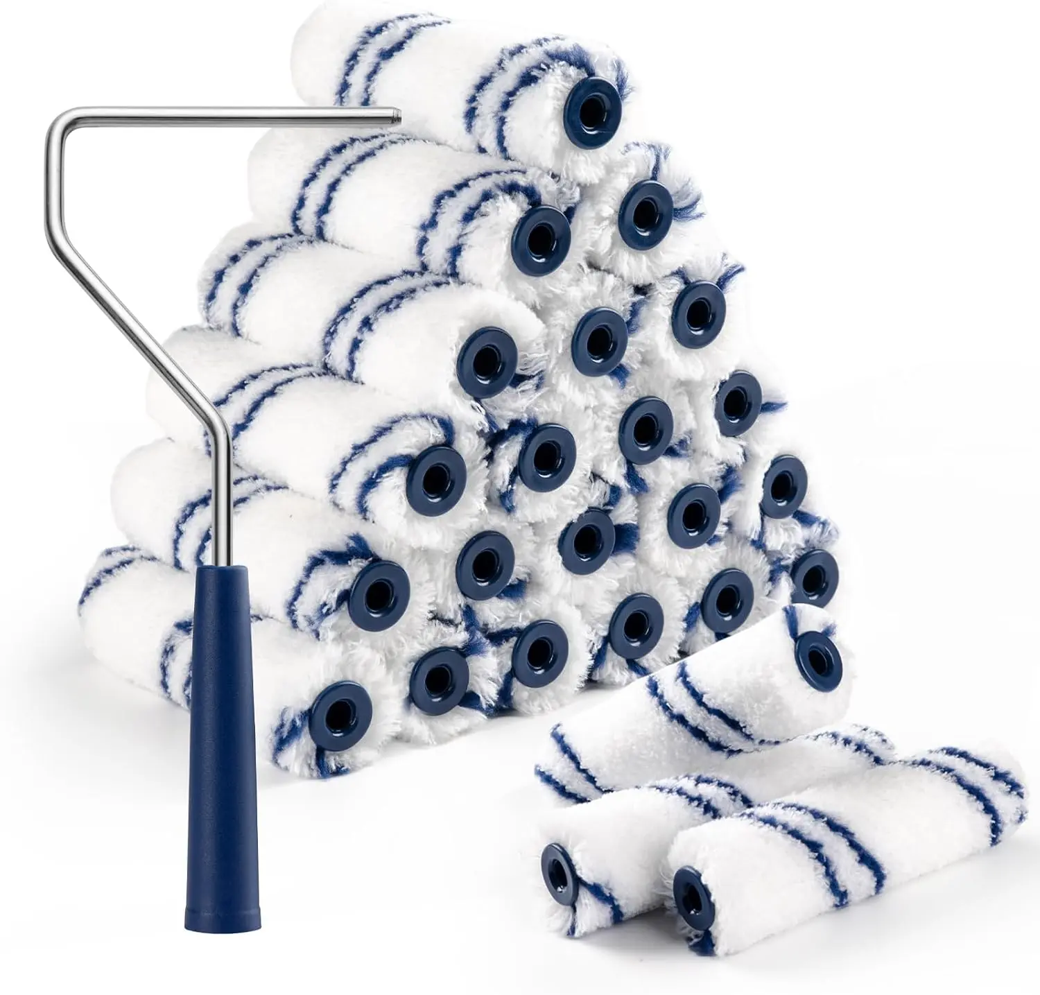 24 Pack 4 Inch Microfiber Paint Roller, Small Paint Roller Covers with 1Pcs Anti Rust Metal Roller Frames, Mini Paint Rollers for House Painting, Wall Painting Tool