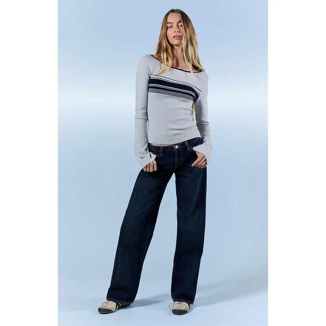 Pacsun Women's Zoe Low Rise Girlfriend Jeans Dark Blue Wash
