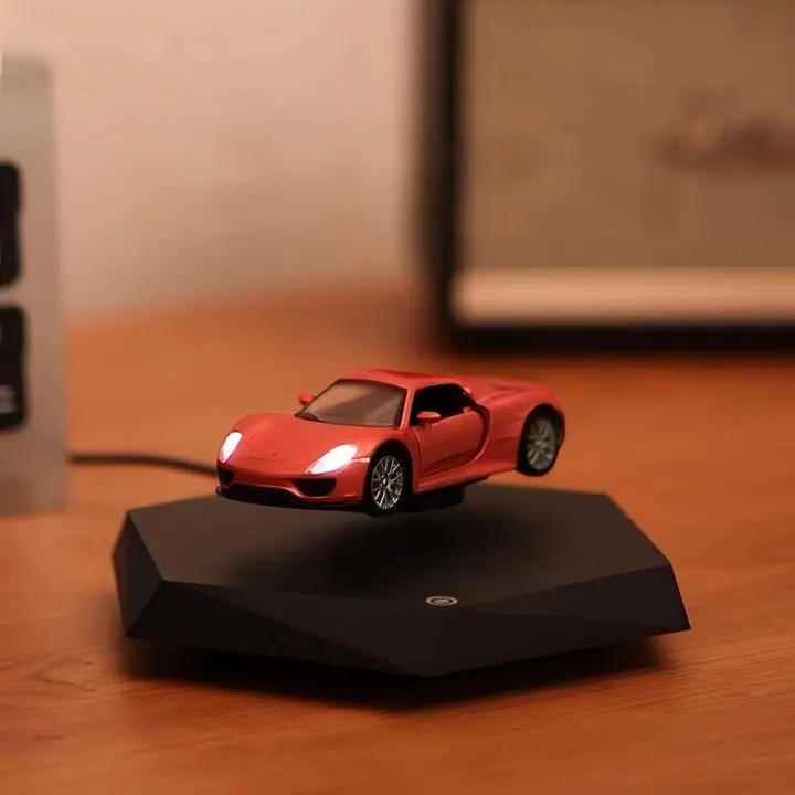 Magnetic Levitating Sports Car Model - 360° Rotating Anti-Gravity Kinetic Science Desk Decoration, Unisex Collectible Tech Gift for Father's Day, 0.9Cm Height