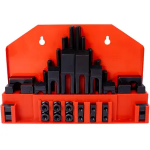 58Pc T-Slot Clamping Kit Mill Machinist Set With T-slot cleaner and Tightening Wrench (7/16 Table Slot 3/8-16 Stud Size)