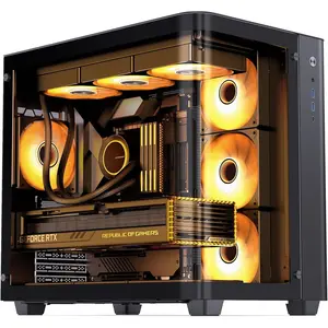 TK-3 Black - Curved Glass ATX Mid Tower Pc Case, - Curved Glass, SP BTF MB/Dual 360 AIO/ATX PSU/40Series GPU, with 10 Fan Positions, 270  Side View Display,Black Chassis
