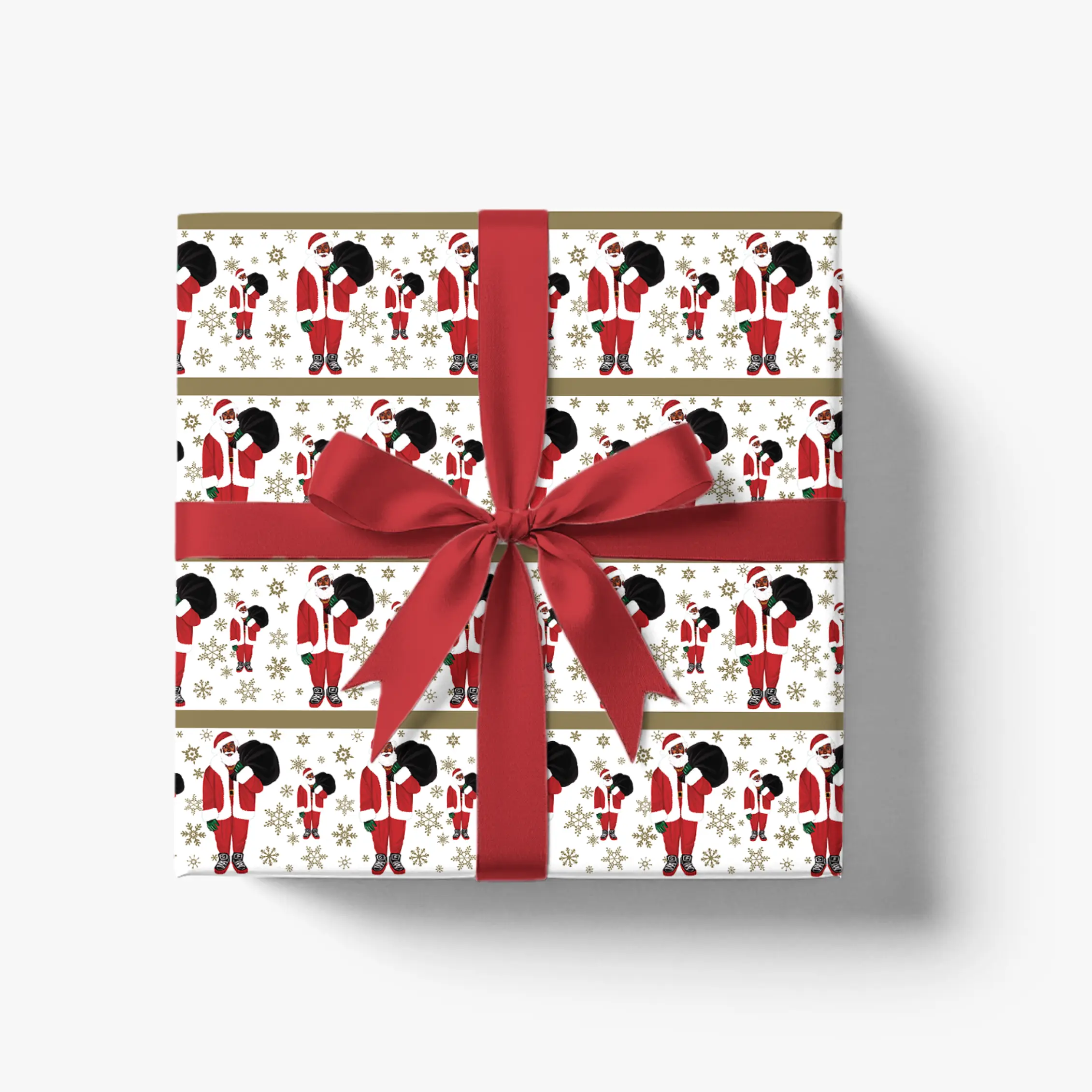 Santa's Remix  Black Santa Christmas Wrapping Paper | Premium 30" × 20' Gift Wrap Roll
