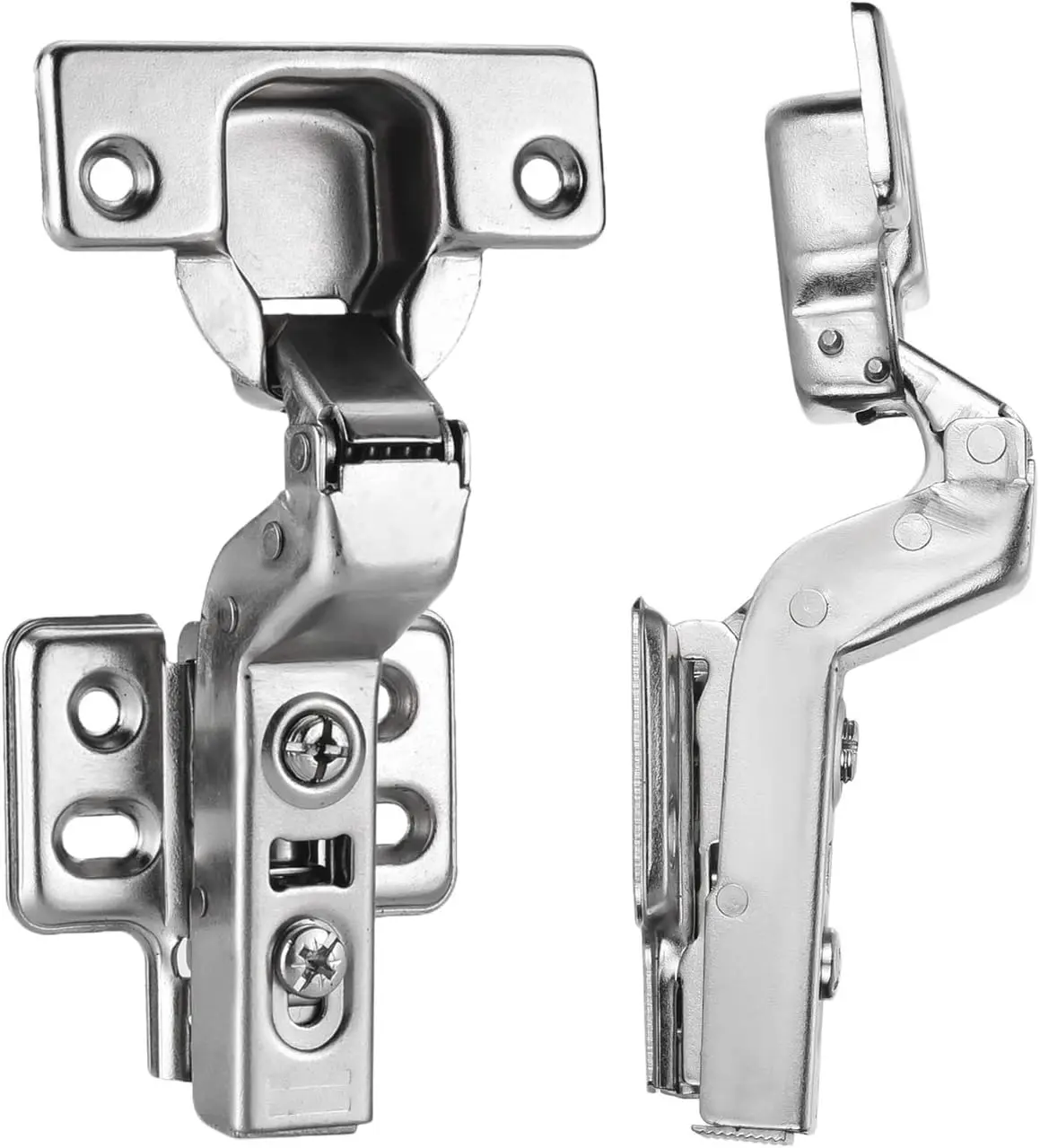 2 count Inset Cabinet Hinge Frameless Concealed Door Hinges European Soft Closing Four-Hole Mounting Plate Hinges Nickel Plated Finish