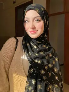 Women's Elegant Hijab Scarf, Breathable Long Shawl Headscarf Wrap, Muslim Daily Wear Beach Sun Protection, Fashion Trendy Design