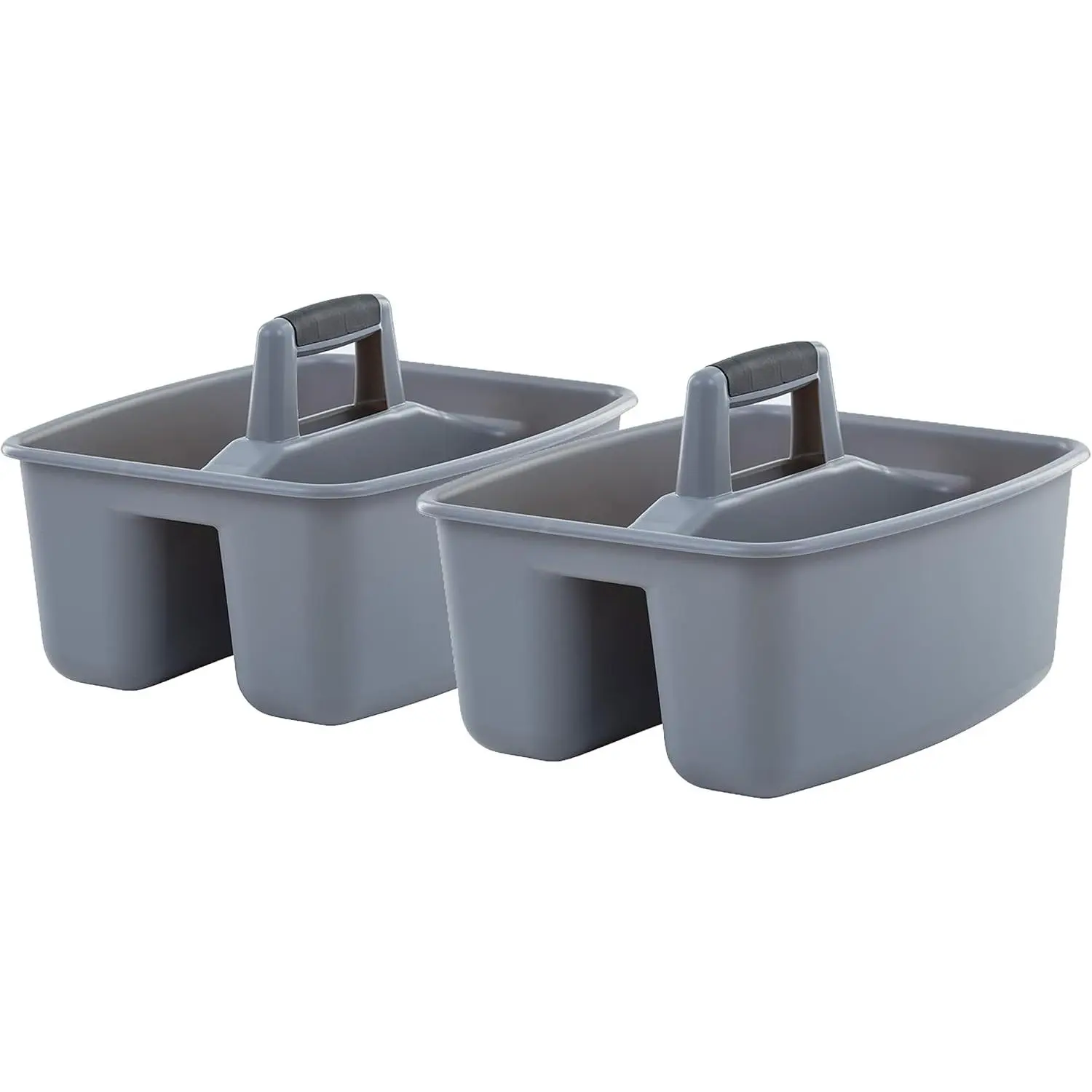2-Pack Gray/Black Durable Organizers Cleaning Caddy Organizer - 10 lbs Cap Home Supplies Storage Box with Versatile Open Bins for Household Cleaning Brush Organization
