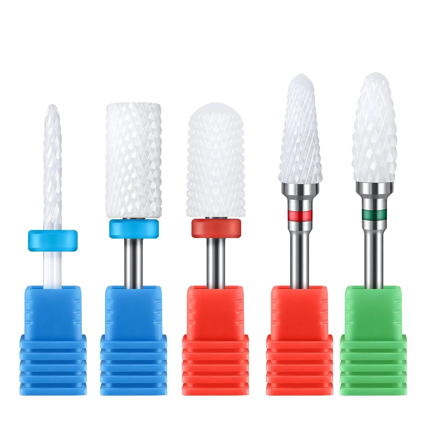 MelodySusie 5Pcs Ceramic Nail Drill Bits Set, 3/32" Acrylic Gel Nail File Bits for Manicure Pedicure Cuticle Polishing