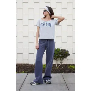 John Galt Women's Washed Navy Hilary Soft Baggy Sweatpants