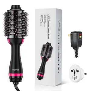 fathersdaygift  VEVOR Hair Blow Dryer Brush, 4 in 1 Ionic Hair Styler and Volumizer with Electroplated Titanium 2.95 Ceramic Coating Oval Barrel, Dual Voltage 110V/240V Hot Air Styling Brush for Salon Home Travel