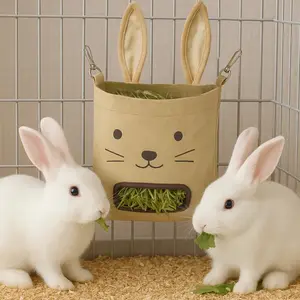 New Rabbit Guinea Pig Feeder Hanging Hay Bag, Creative Pet Grass Food Container, Small Animal Feeding Accessories, Easy to Use