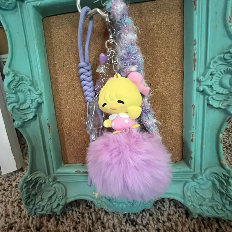Puff Bag Charm, Cute Plush Keychain Accessory for Handbags, Purses, and Backpacks
