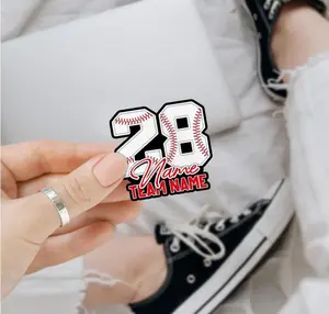 Personalized Baseball Name Number Sticker, Team Baseball Gift, 3 inch Sticker for Laptop Water Bottle Book