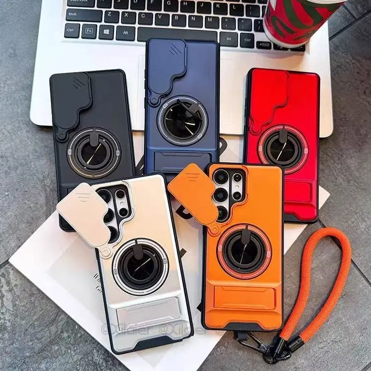 Multifunctional Phone Case Screen Protector & Slide Camera Lens Magnetic Cover,Built-in Ring Stand Protective Phone Case for Samsung Galaxy S26/S25/S24/S23/S22/S21/S20//NOTE20/PLUS/ULTRA/FE/A36/A35/A16/A15/A14,with MagSafe,Shockproof Protective Cover Cell