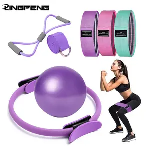 Women's Essential Yoga Pilates Set, Home Pilates Equipment, Home Exercise Kit with Pilates Ring and Ball, Hip Band, Figure 8 Resistance Bands, Stretchable Yoga Strap, Yoga Fitness Equipment