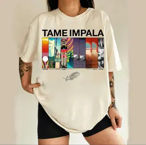 Tame Impala Vintage Album Collage Shirt, Indie Psychedelic Rock Graphic Tee, Signature Unisex Oversized Shirt