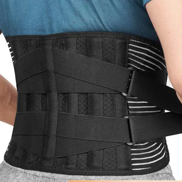 Lumbar Support Belt for Men and Women, Lower Back Brace with 4 Steel Support Bars, Dual Compression Straps, Adjustable Waist Support for Work, Exercise and Daily Use